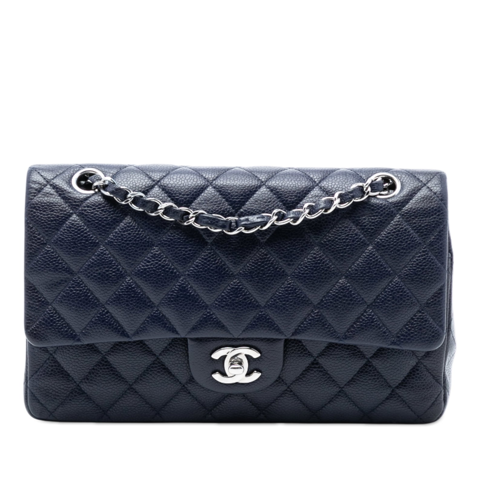 Chanel Blue Medium Caviar Leather Double Flap Shoulder Bag (1 of 7)
