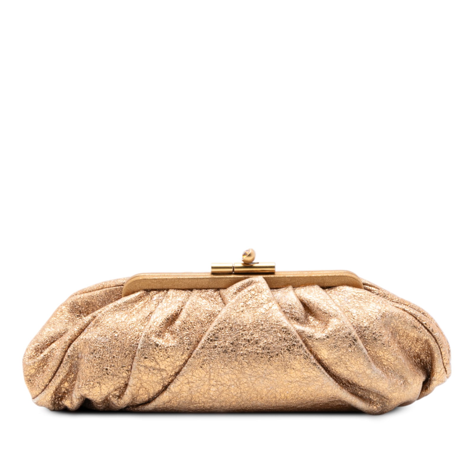 Monte Carlo Clutch in Gold Crackled Leather by Chanel (1 of 7)
