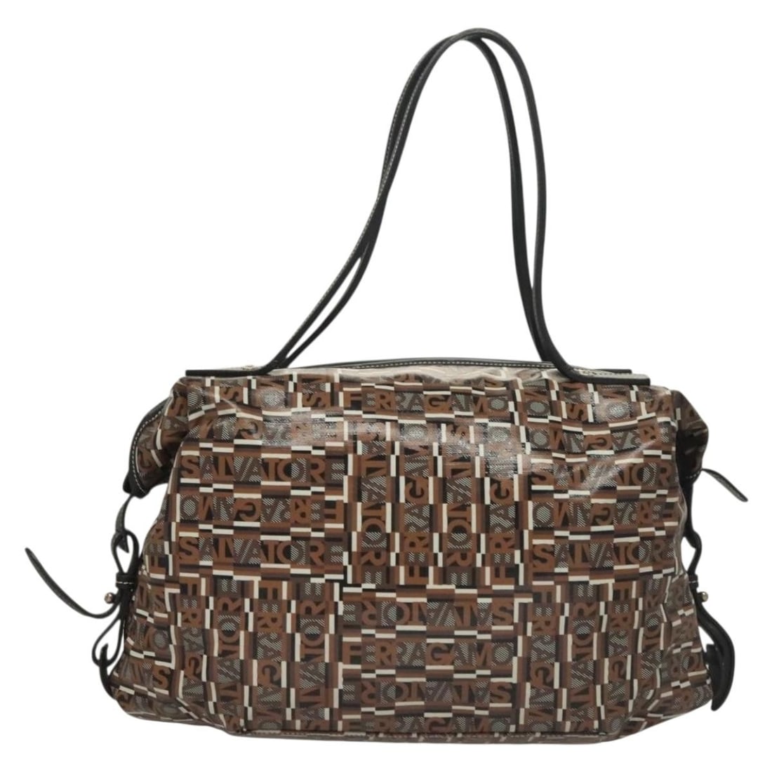 Brown Canvas Vintage Bag by Salvatore Ferragamo 35cm: Brown Canvas Vintage Bag by Salvatore Ferragamo 35cm This Salvatore Ferragamo vintage handbag is crafted from canvas in a brown color, designed for women. It features dimensions of 35cm x 19cm x 14cm
