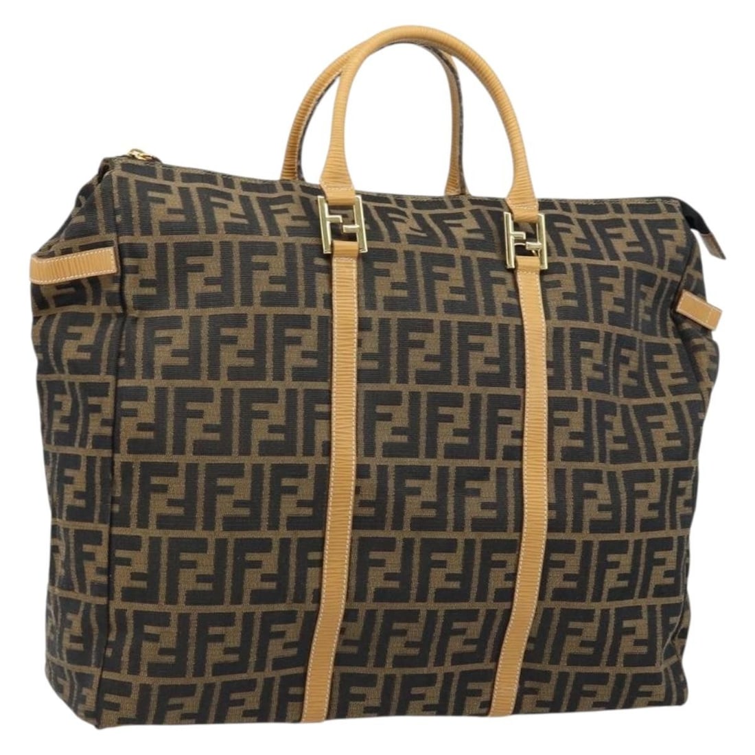 Fendi Zucca Canvas Women's Brown Black Gold Tote Handbag Italy: Fendi Zucca Canvas Women's Brown Black Gold Tote Handbag Italy This FENDI Zucca Canvas handbag features a classic brown and black color combination with gold accents. Designed for women, the bag is cr
