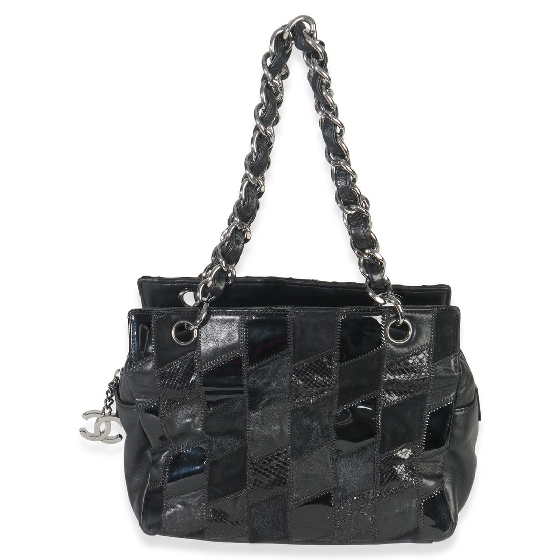 Chanel Patchwork Python and Lambskin Leather Top Handle Shoulder Bag (1 of 8)