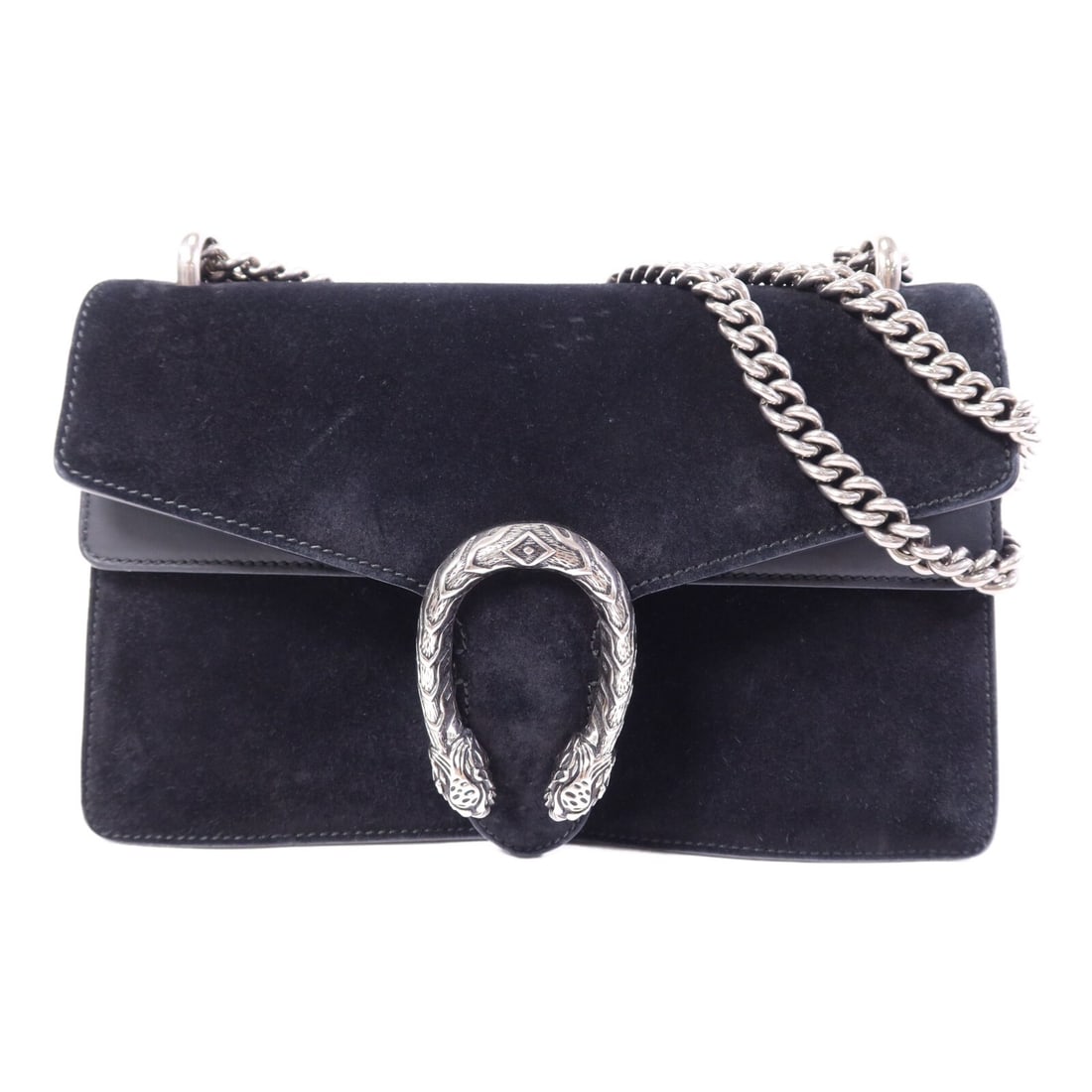Gucci Dionysus Black Calfskin and Suede Chain Shoulder Bag SHW Italy: Gucci Dionysus Black Calfskin and Suede Chain Shoulder Bag SHW Italy This Gucci Dionysus chain shoulder bag features a blend of calfskin leather and suede in a classic black color. Designed for women,