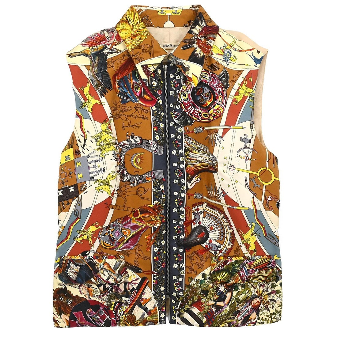 Brown Silk Bomber Vest by Hermes Size 38 Zip Front (1 of 11)