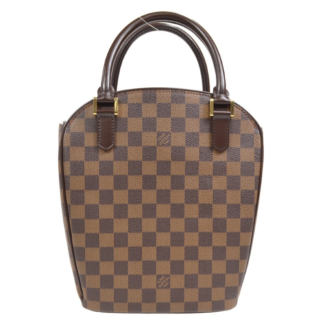Damier Canvas Sarria Seau Medium Brown Tote by Louis Vuitton: Damier Canvas Sarria Seau Medium Brown Tote by Louis Vuitton This Louis Vuitton Sarria Seau handbag features the signature Damier check canvas in brown with leather accents. Designed with double handl