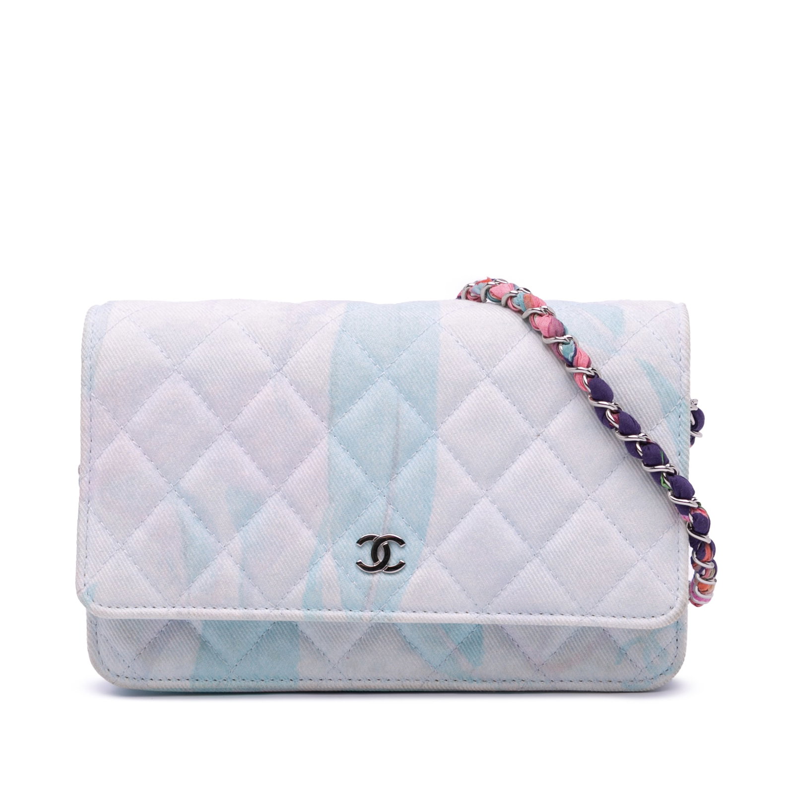 Chanel CC Quilted Canvas Wallet on Chain White Fabric Bag (1 of 11)