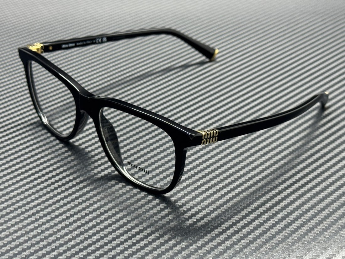 Women's Miu Miu MU 01WV 16K1O1 Black 54mm Optical Frames with Original Accessories: Women's Miu Miu MU 01WV 16K1O1 Black 54mm Optical Frames with Original Accessories These Miu Miu MU 01WV 16K1O1 eyeglasses feature a black frame and a modern design tailored for women. The eyeglasses