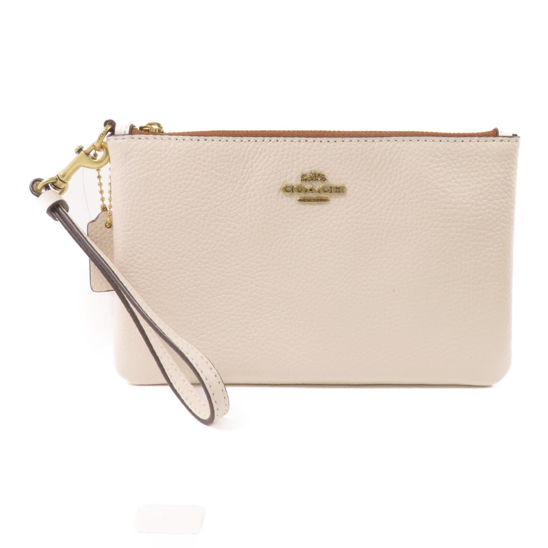 COACH White Calfskin Leather Clutch Pouch With Strap Gold Hardware (1 of 10)