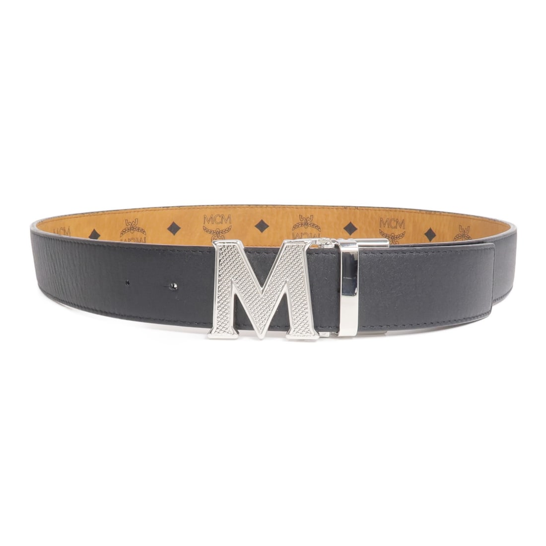 Black Calfskin Leather Belt by MCM for Men: Black Calfskin Leather Belt by MCM for Men This MCM belt is crafted from high-quality calfskin leather in a classic black color. Designed for men, it offers a sleek and sophisticated accessory suitabl