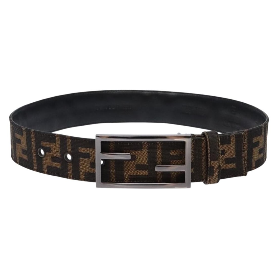 Fendi Zucca Canvas Belt Black Brown Leather Auth 133498 Italy: Fendi Zucca Canvas Belt Black Brown Leather Auth 133498 Italy This authentic FENDI belt showcases a stylish blend of black leather and brown Zucca canvas, epitomizing luxury and sophistication. With a