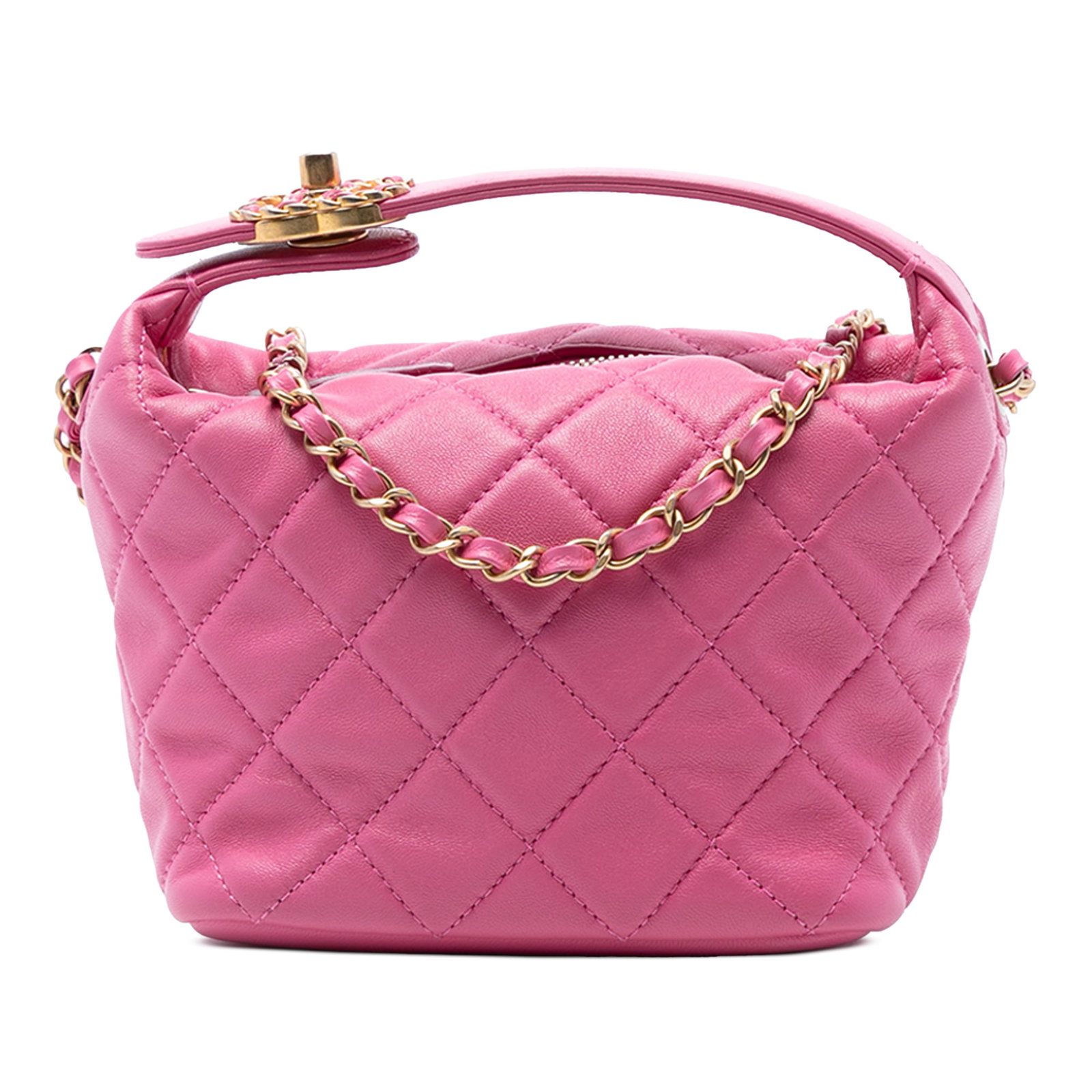 Chanel Pink Lambskin Quilted Small Perfect Meeting Hobo Shoulder Bag (1 of 8)