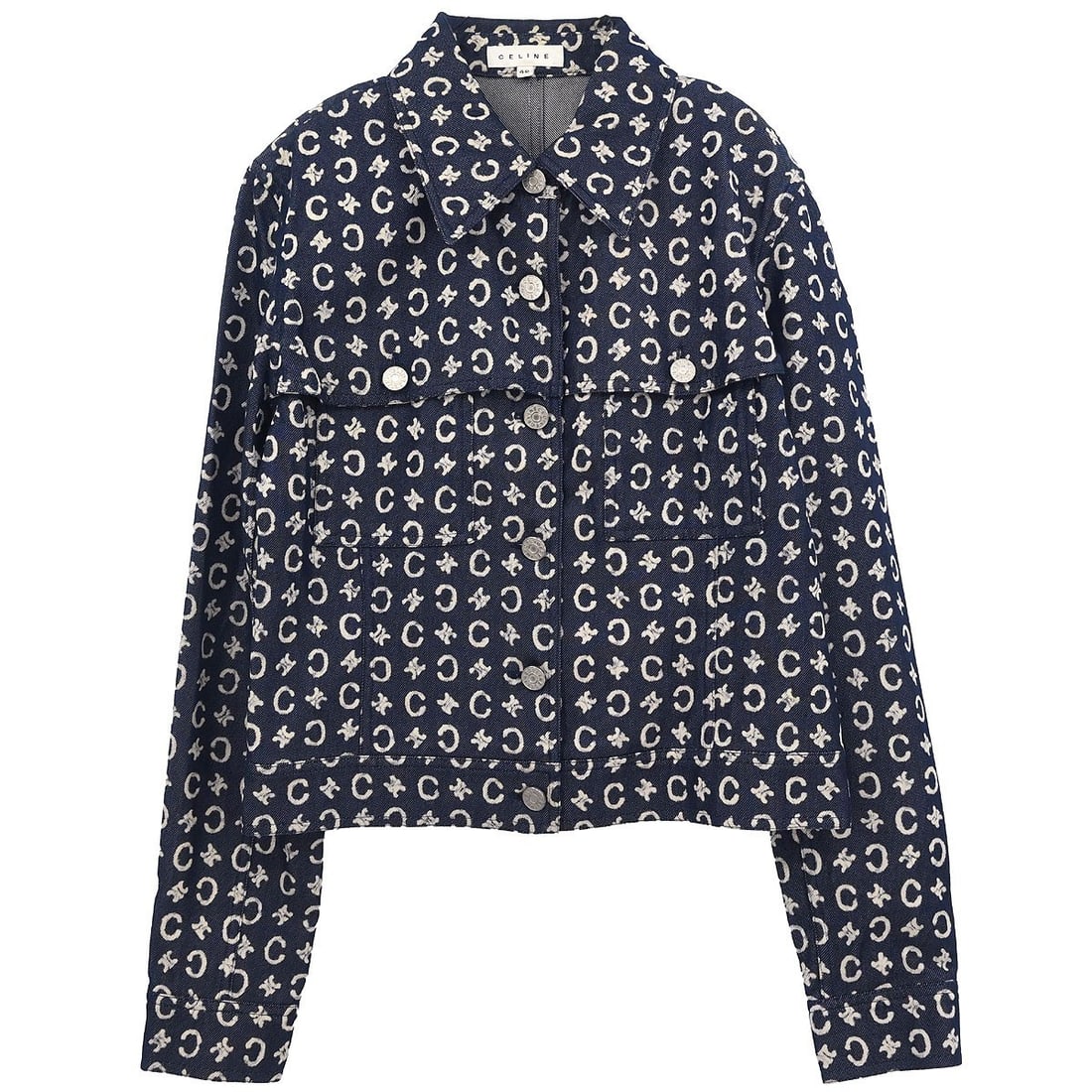 Celine Macadam Pattern Navy Mid-Length Denim Jacket Size 40 (1 of 11)