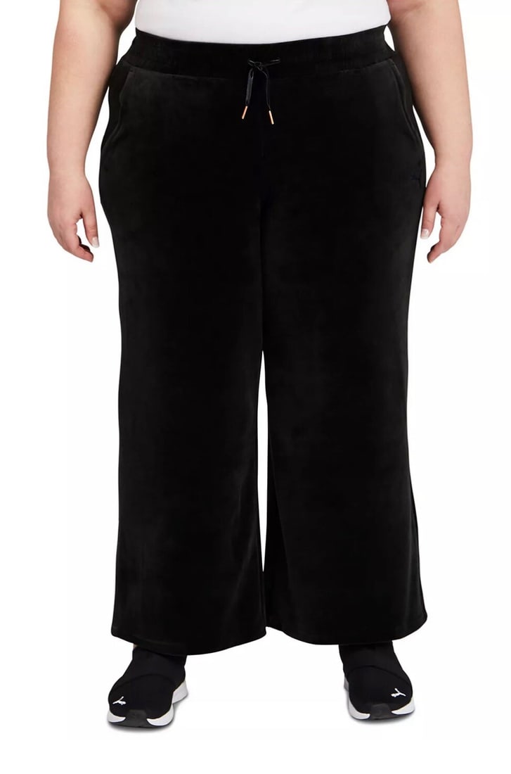 PUMA Plus Size Velour Wide Leg Sweatpants Black 1X (1 of 3)