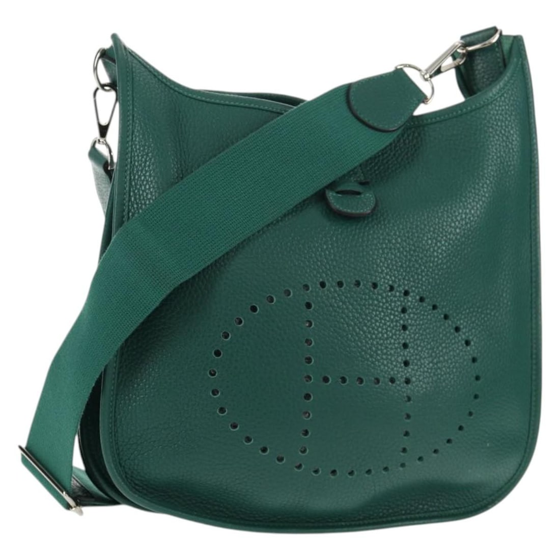 Hermes Evelyne III PM Green Leather Shoulder Bag France (1 of 18)