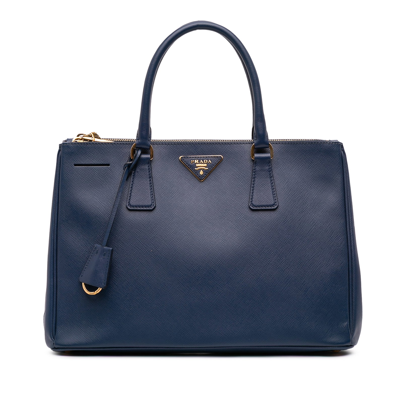 Prada Medium Saffiano Lux Galleria Double Zip Satchel Blue Leather (1 of 11)