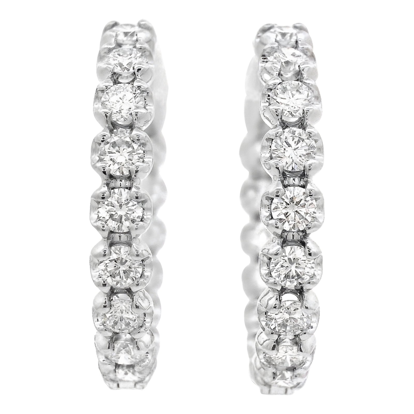 2.14ct Diamond Hoop Earrings 18k White Gold (1 of 5)