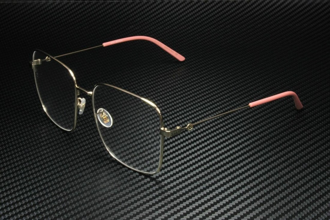 GUCCI GG0445O 001 Gold Square Women's Eyeglasses with Authenticity Certificate: GUCCI GG0445O 001 Gold Square Women's Eyeglasses with Authenticity Certificate Elevate your eyewear collection with these GUCCI GG0445O 001 eyeglasses, designed for women who appreciate luxury and sty
