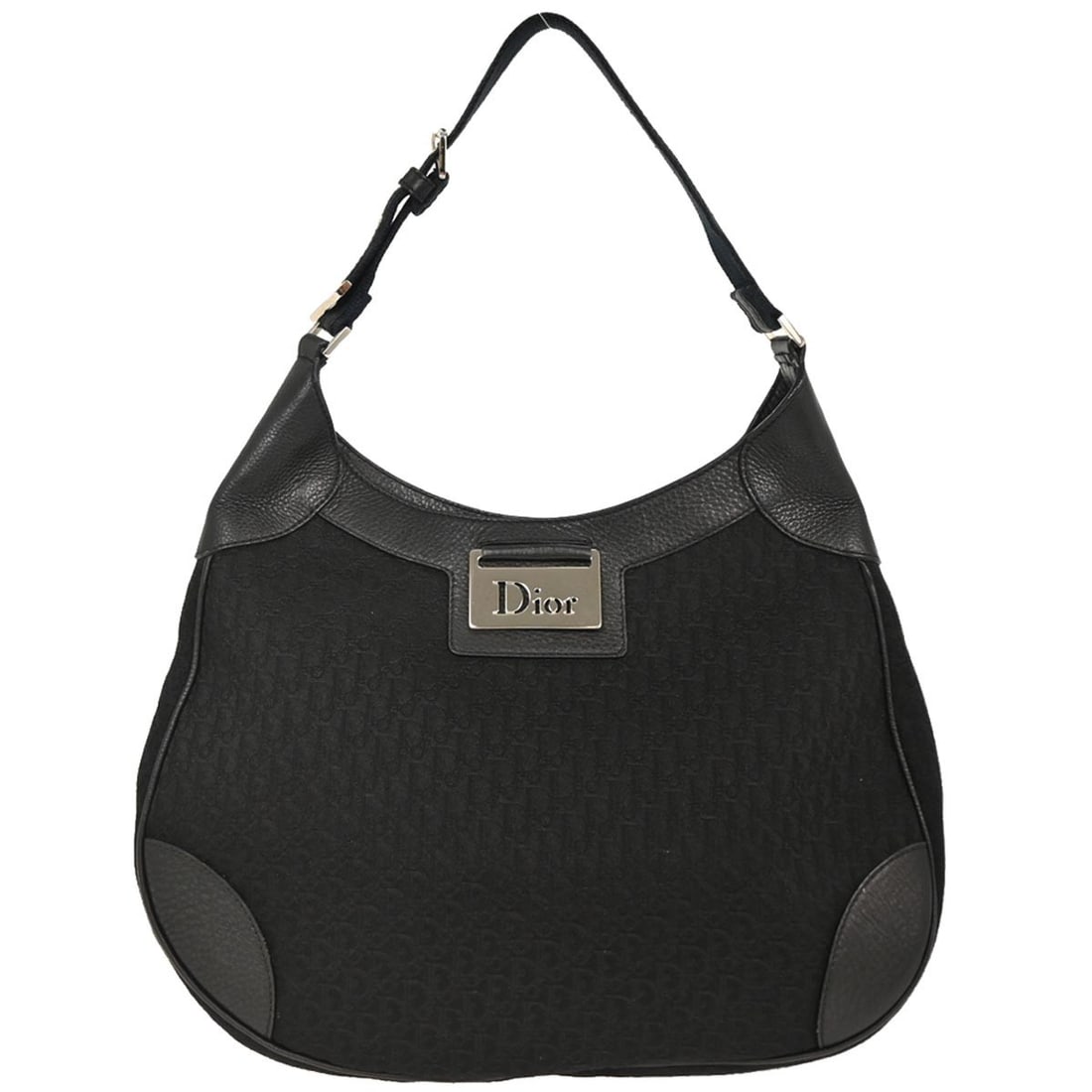Christian Dior Black Canvas Trotter Handbag 57-BM-0046 Silver Accents: Christian Dior Black Canvas Trotter Handbag 57-BM-0046 Silver Accents This Christian Dior Trotter handbag is a stylish and versatile accessory perfect for casual occasions. Crafted from durable black