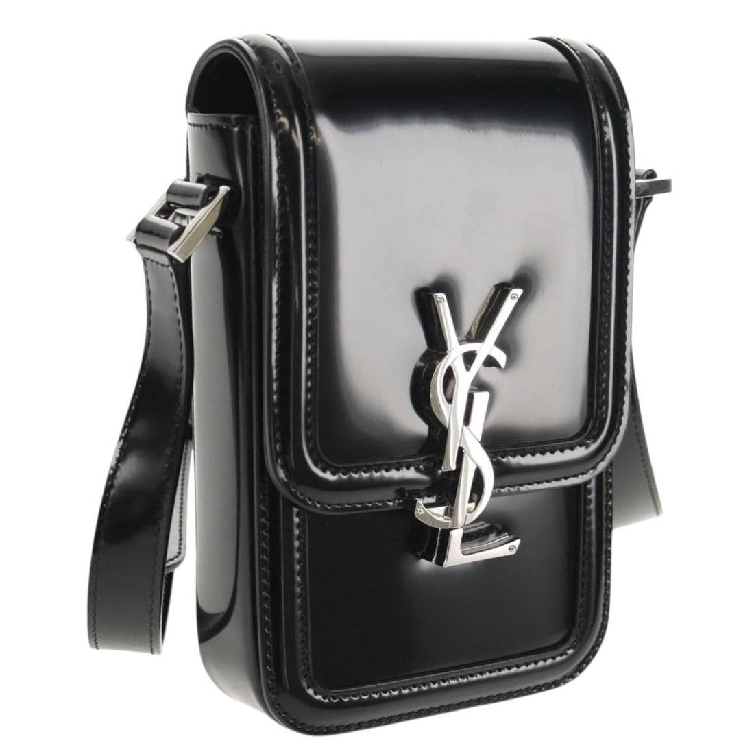 SAINT LAURENT Solferino Black Patent Leather Shoulder Bag Auth (1 of 18)