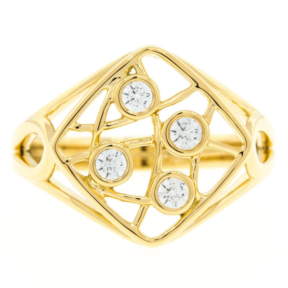Hearts On Fire 18K Yellow Gold Square Diamond Ring 0.15 Cttw Size 6.5 (1 of 5)