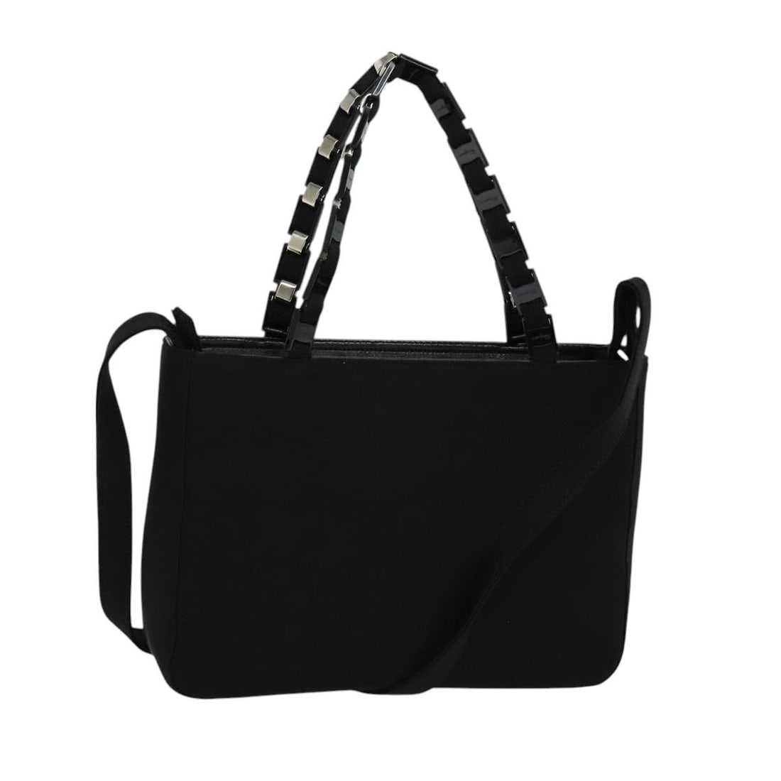 Salvatore Ferragamo Black Silver Nylon 2-Way Hand Bag Auth BA2963: Salvatore Ferragamo Black Silver Nylon 2-Way Hand Bag Auth BA2963 This stylish Salvatore Ferragamo hand bag combines functionality with luxury. Crafted in Italy, it features a durable nylon exterior i