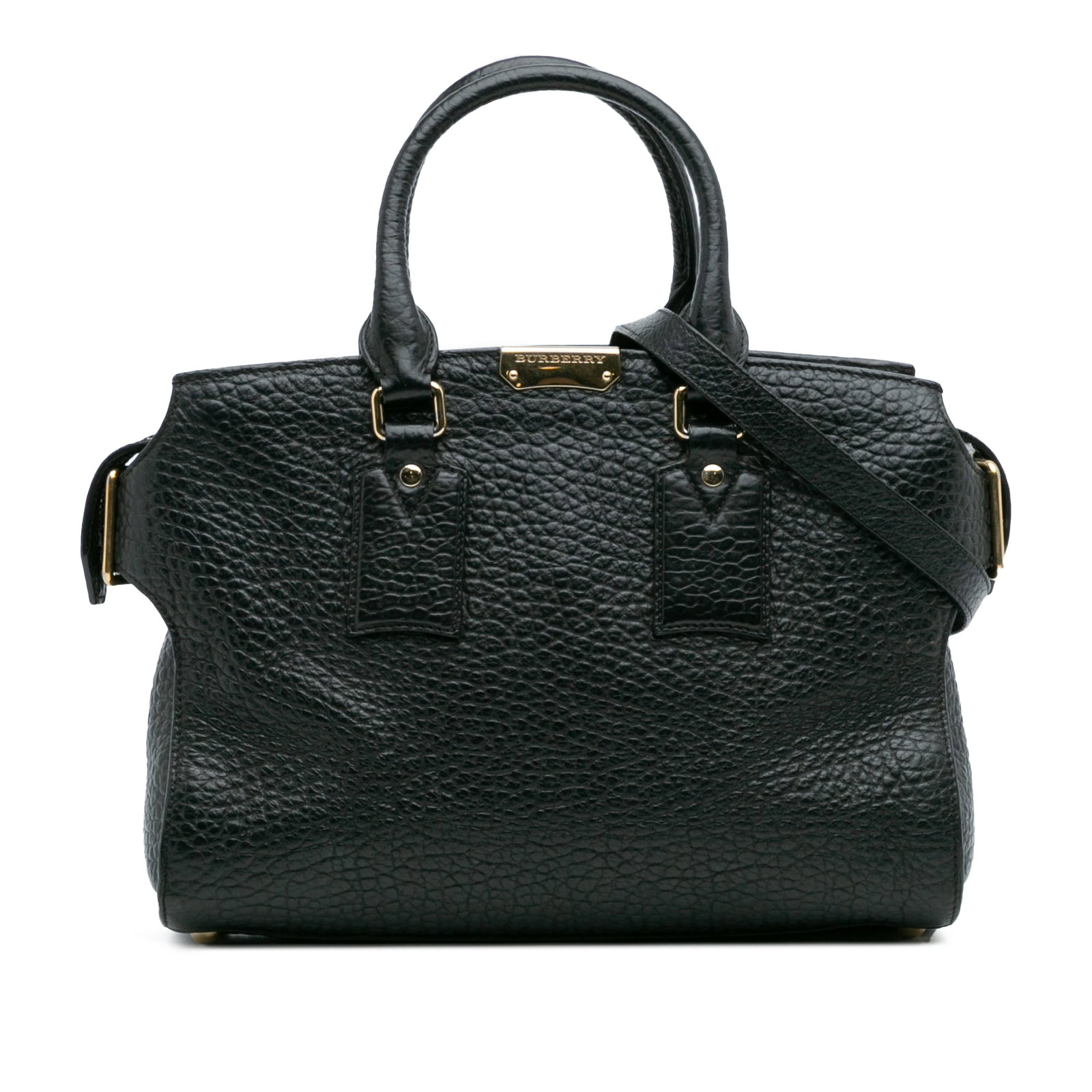 Burberry Medium Grained Leather Clifton Satchel Black (1 of 11)