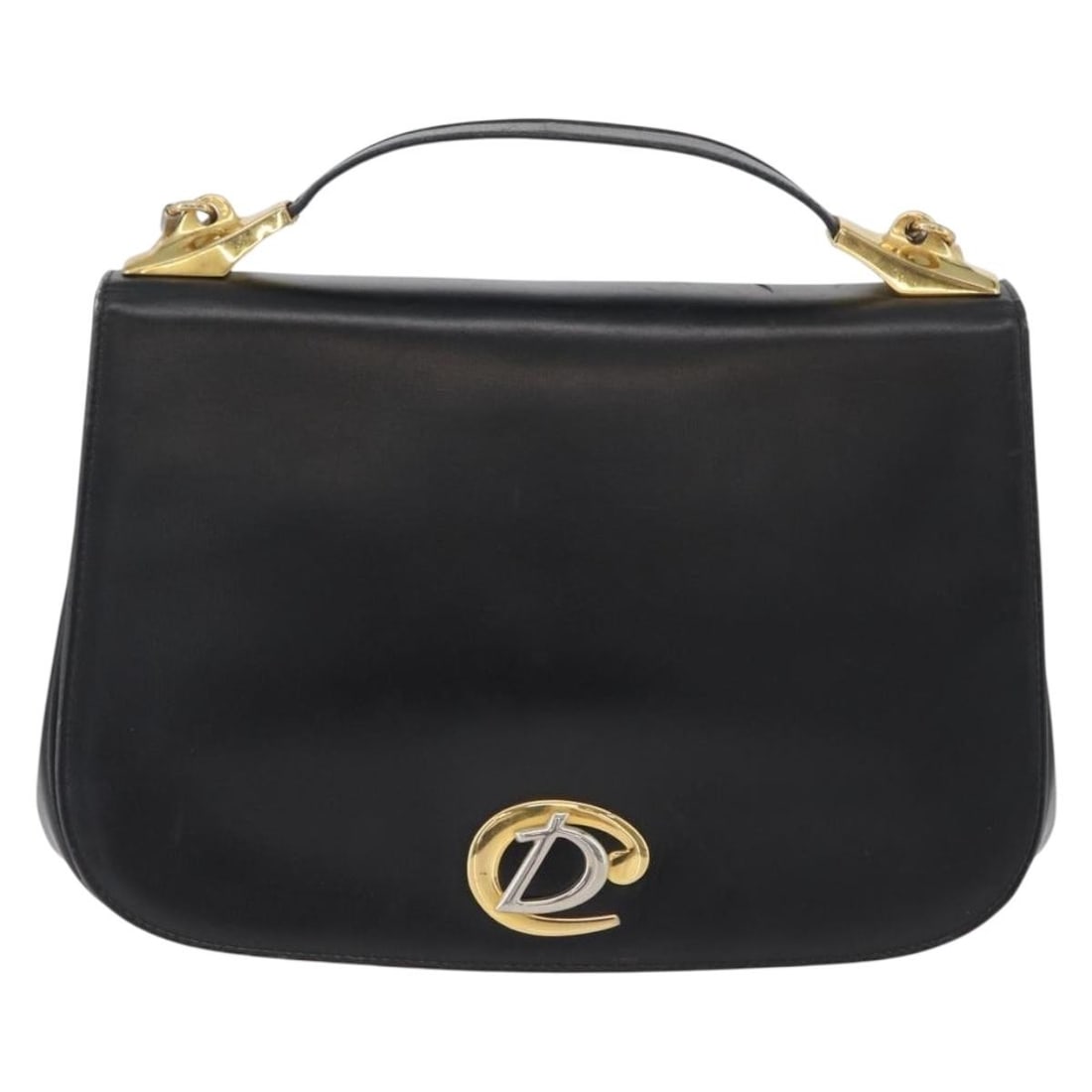 Vintage CD Logo Black Leather Shoulder Bag by Christian Dior (1 of 18)