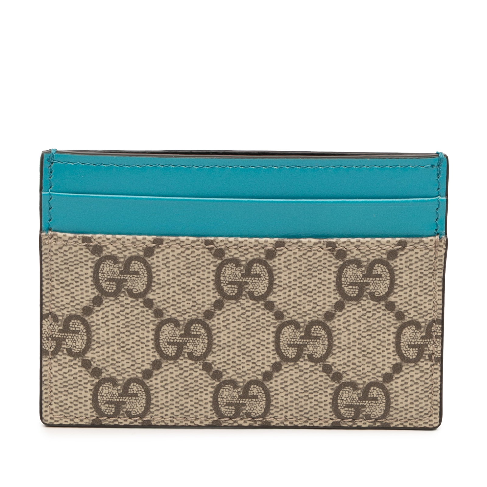 Brown GG Supreme Coated Canvas Card Case by Gucci: Brown GG Supreme Coated Canvas Card Case by Gucci This Gucci GG Supreme card holder is crafted from coated canvas and features multiple slip compartments. Designed in brown fabric, it offers a sleek a