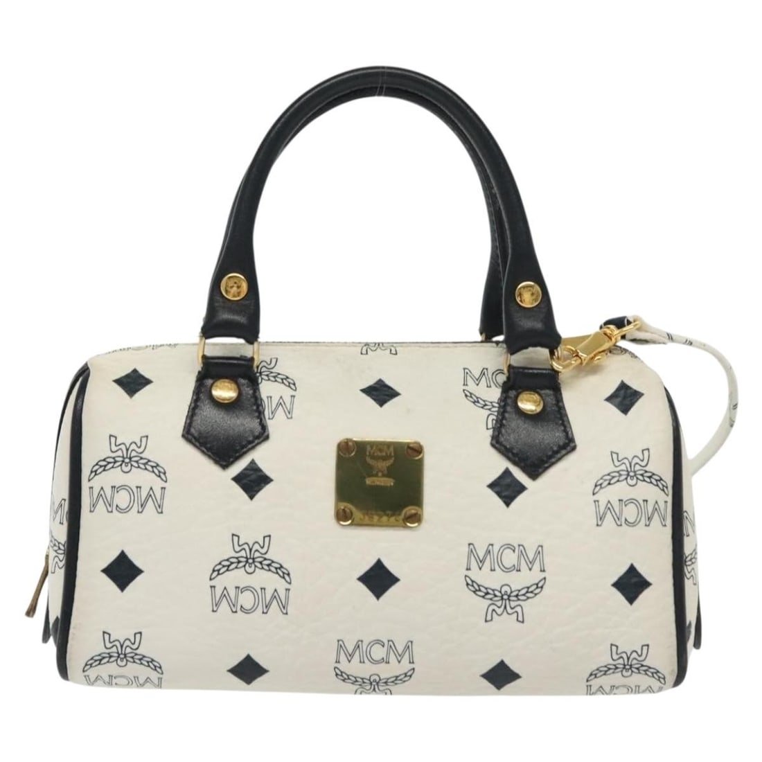 MCM Canvas and Leather White Visetos Logogramme Handbag (1 of 18)
