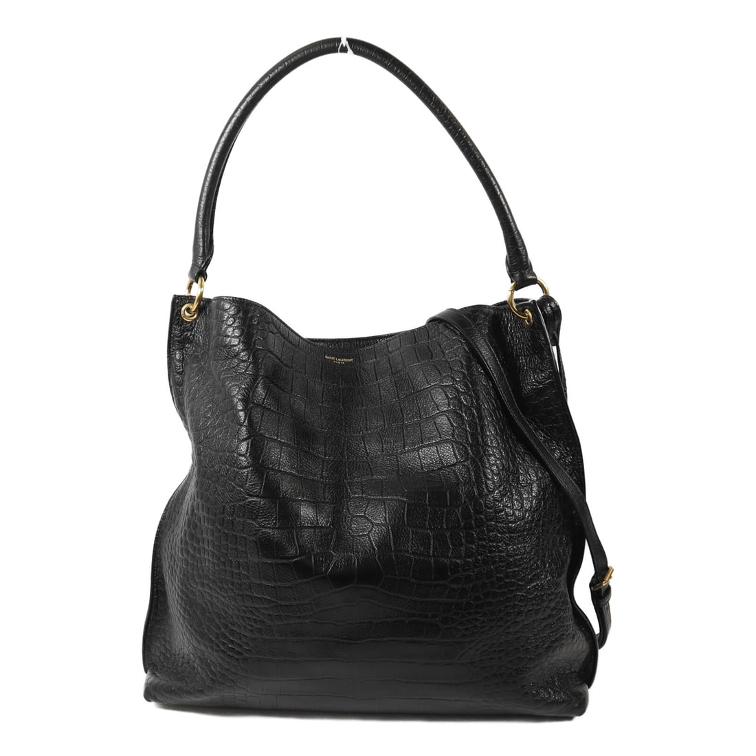 Black Calfskin Hobo Shoulder Bag with Gold Hardware by Saint Laurent YSL (1 of 17)