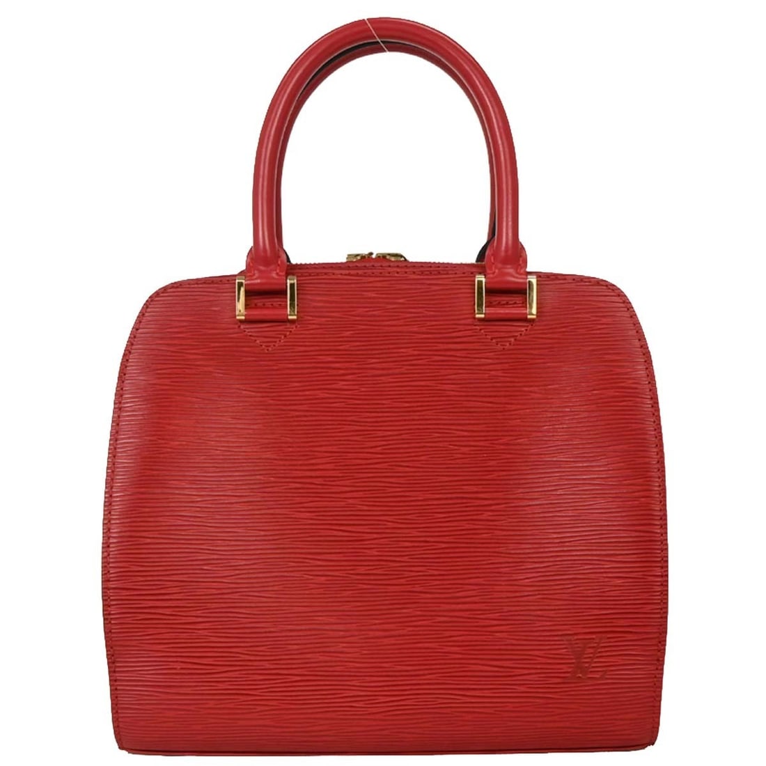 Red Louis Vuitton Epi Leather Pont Neuf Bag 25cm: Red Louis Vuitton Epi Leather Pont Neuf Bag 25cm The Louis Vuitton Pont Neuf handbag is crafted from red Epi leather and designed for women. This pre-owned handbag is in very good condition, showing m