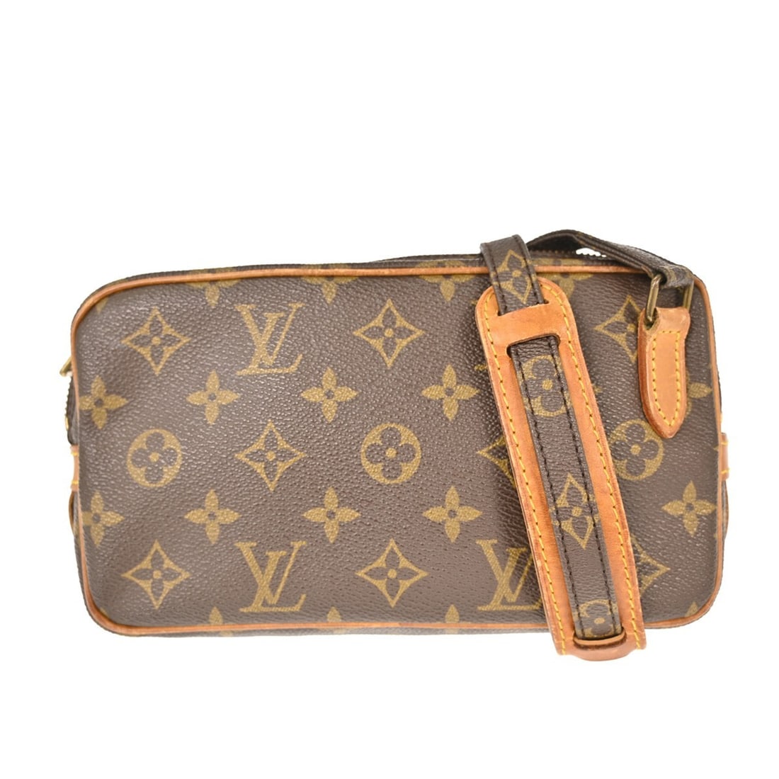 Louis Vuitton Monogram Canvas Pochette Marly Shoulder Bag: Louis Vuitton Monogram Canvas Pochette Marly Shoulder Bag This Louis Vuitton Pochette Marly Bandouliere is a women's bag crafted from brown monogram canvas. It features a compact silhouette with a sho