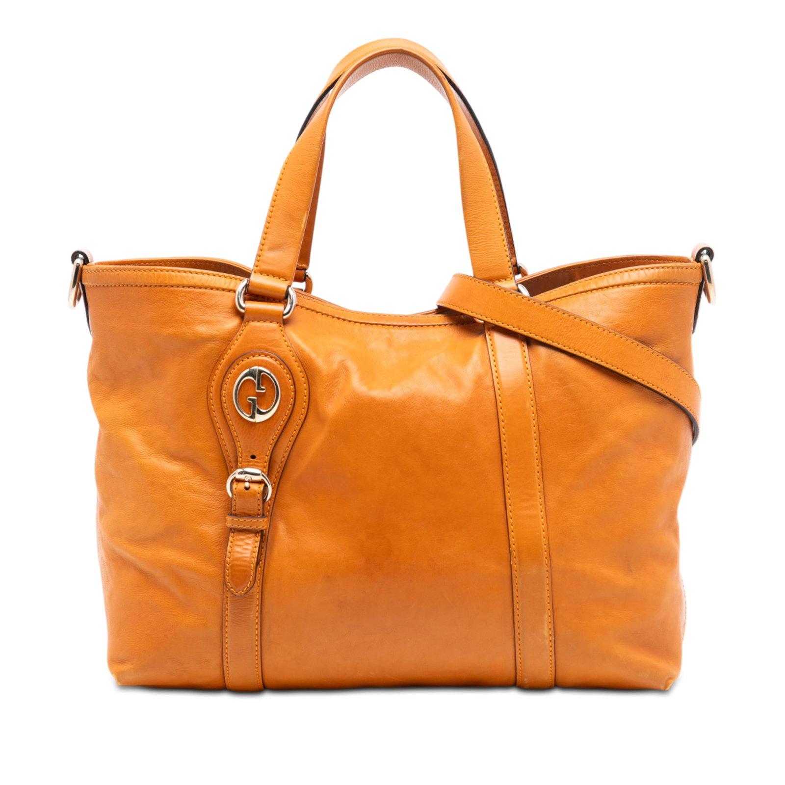 Gucci 1973 Orange Leather Satchel with Shoulder Strap (1 of 7)
