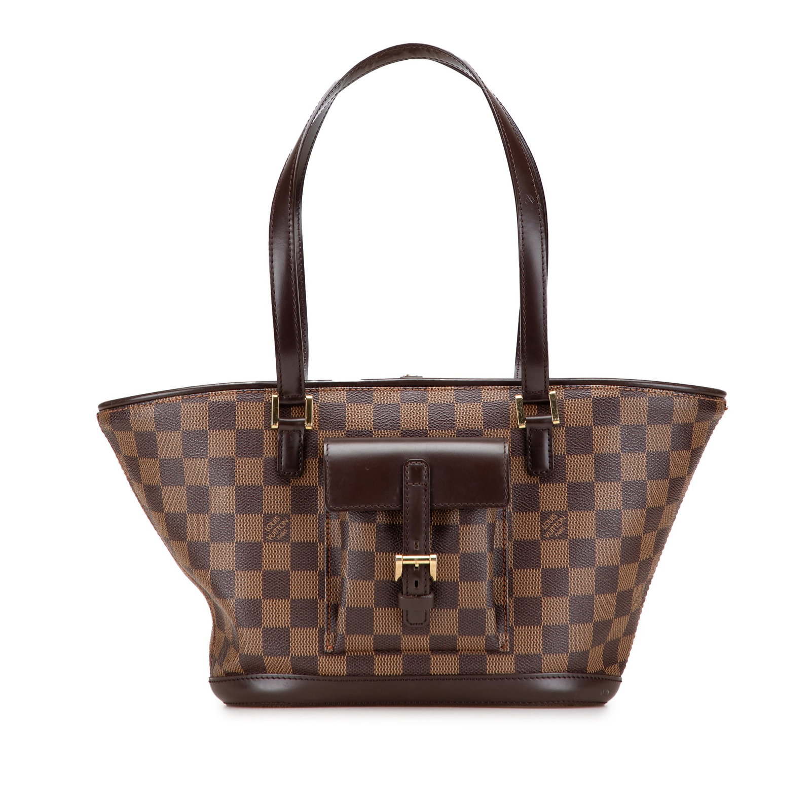 Louis Vuitton Damier Ebene Manosque PM Brown Canvas Bag: Louis Vuitton Damier Ebene Manosque PM Brown Canvas Bag The Louis Vuitton Damier Ebene Manosque PM is a stylish and practical bag crafted from damier ebene canvas with leather trim. This elegant piece