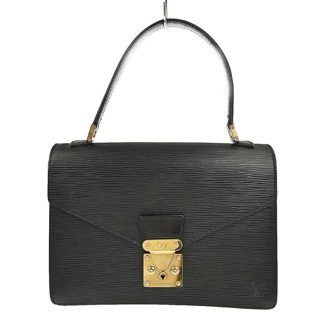 Louis Vuitton Concorde Epi Black M52132 Medium Top Handle Handbag: Louis Vuitton Concorde Epi Black M52132 Medium Top Handle Handbag Introducing the Louis Vuitton Epi Concorde M52132 Bag, a sophisticated top handle handbag crafted from the iconic Epi leather. This vi