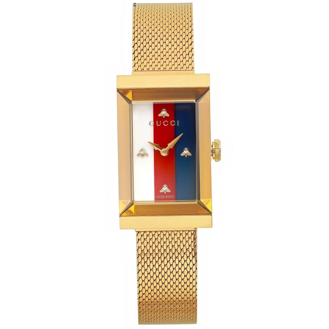Gucci G-Frame Gold Tone Quartz Ladies Watch Multicolor MOP Dial YA147410: Gucci G-Frame Gold Tone Quartz Ladies Watch Multicolor MOP Dial YA147410 This exquisite Gucci G-Frame watch combines elegance and functionality with its striking multicolor Mother of Pearl dial. Desig