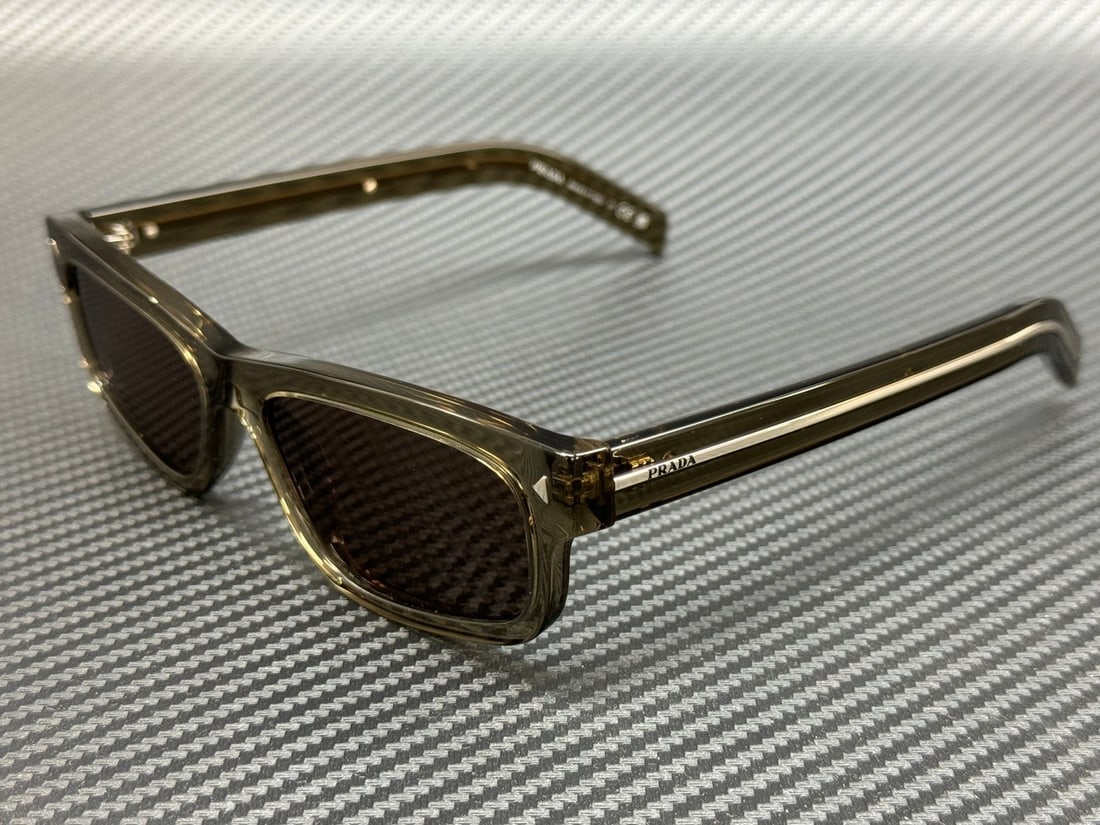 Men's Prada PR B11S 18T70F Brown 57mm Sunglasses with Authentic Case: Men's Prada PR B11S 18T70F Brown 57mm Sunglasses with Authentic Case These PRADA PR B11S 18T70F sunglasses feature a transparent terra brown frame paired with dark brown lenses. Designed for men, the