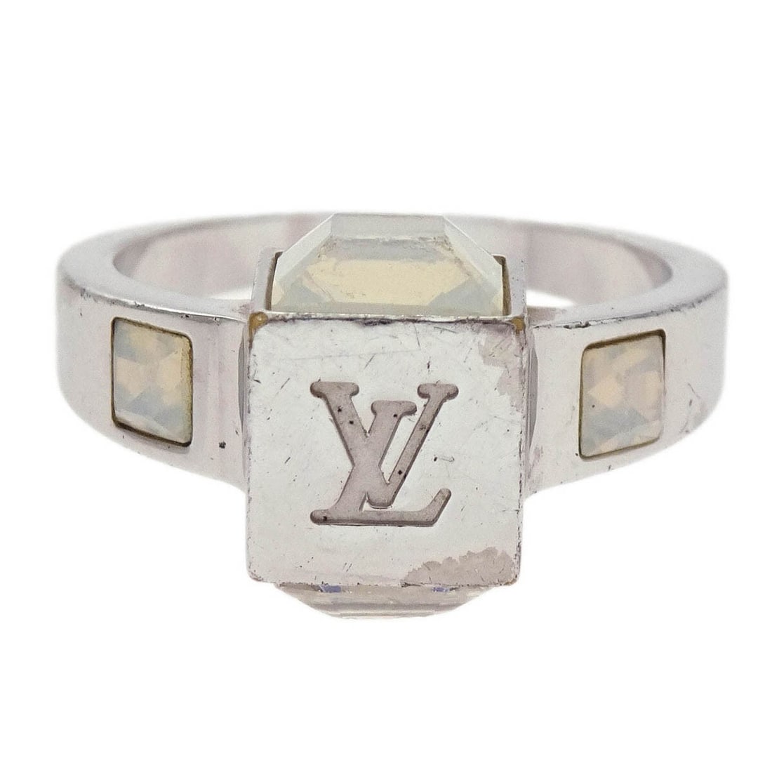 Louis Vuitton Vintage Burg Gamble Rhinestone Ring Silver #46 #6 (1 of 4)