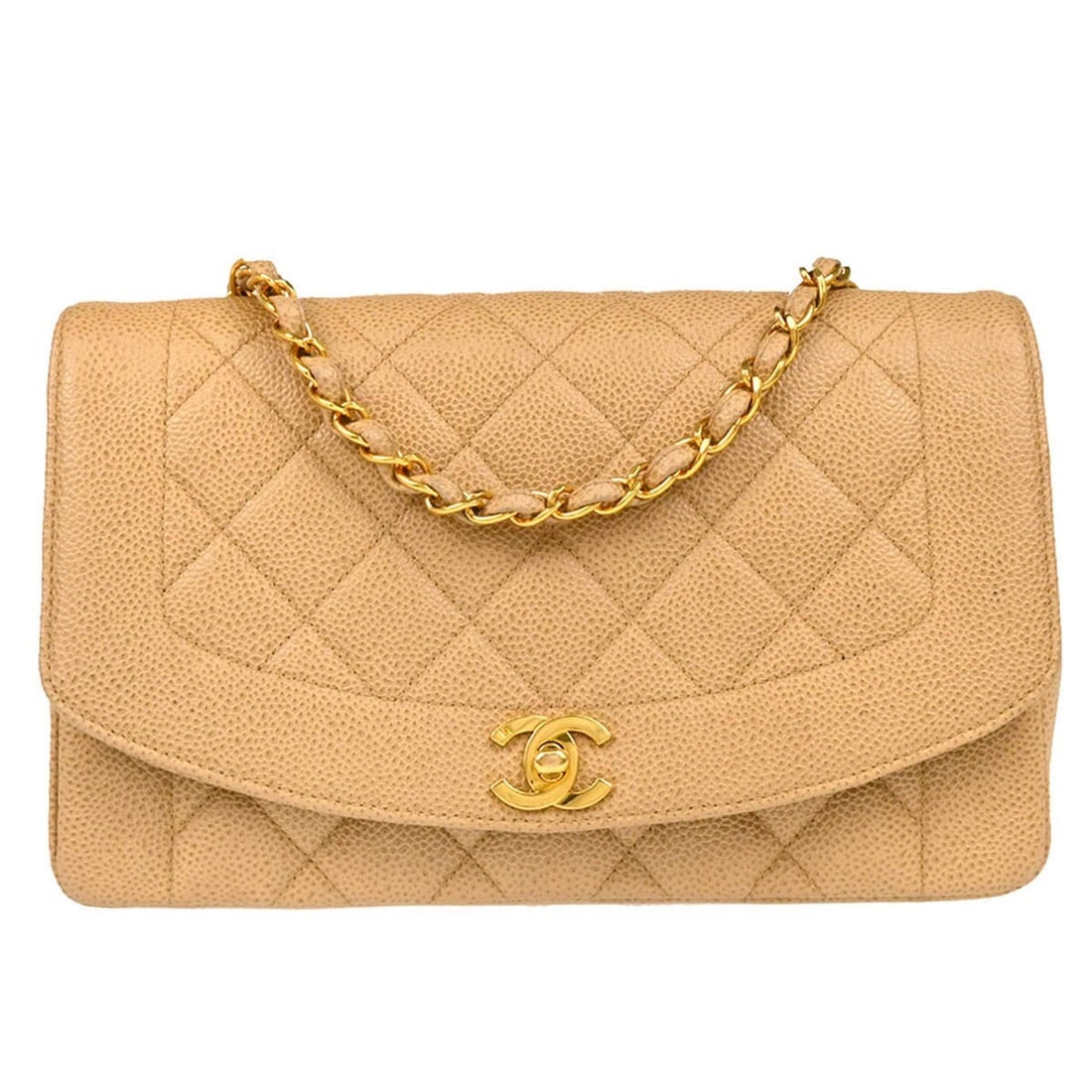 Chanel Medium Diana Beige Caviar Leather Crossbody Bag (1 of 12)