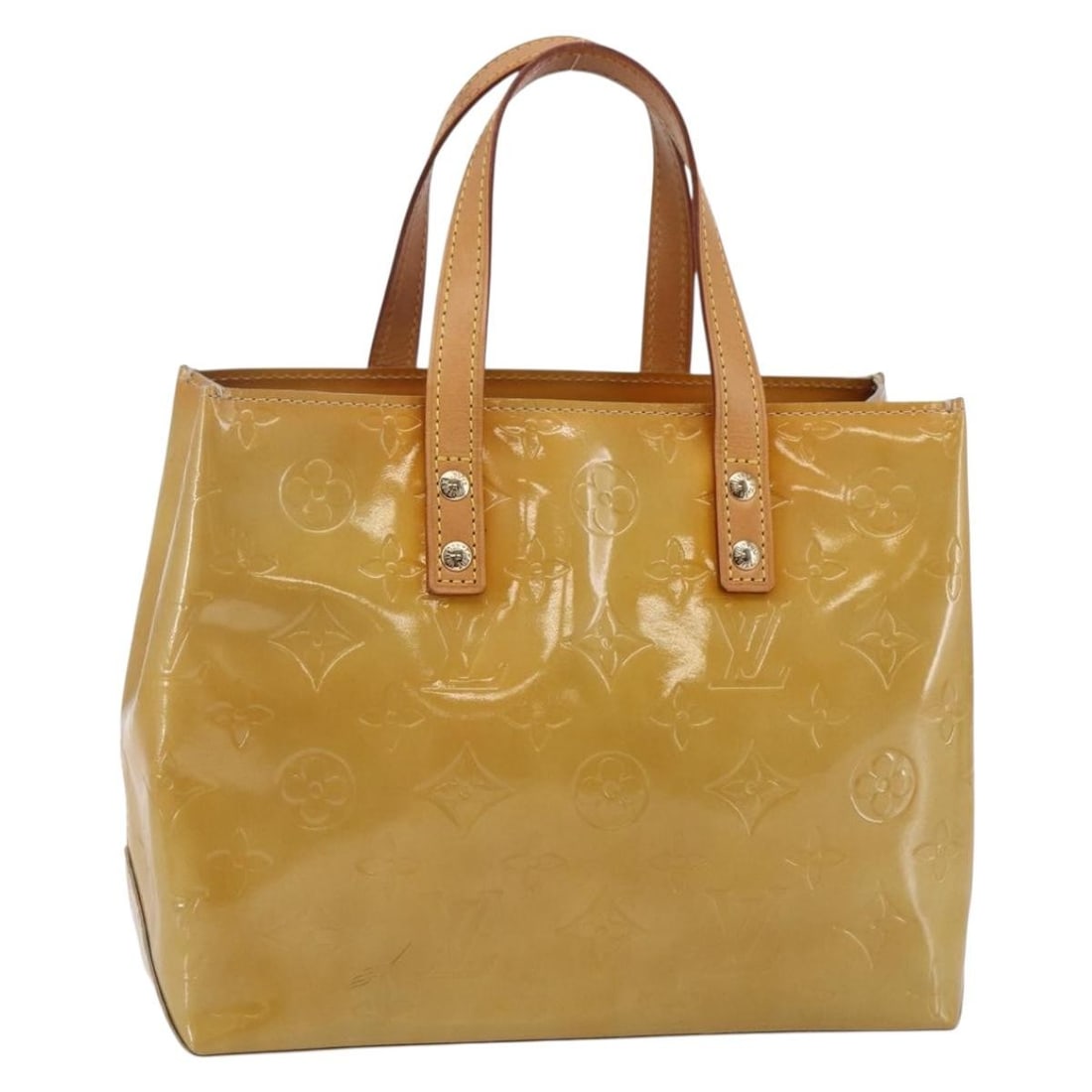 LOUIS VUITTON Monogram Vernis Reade PM Hand Bag Beige M91334 Authentic (1 of 18)