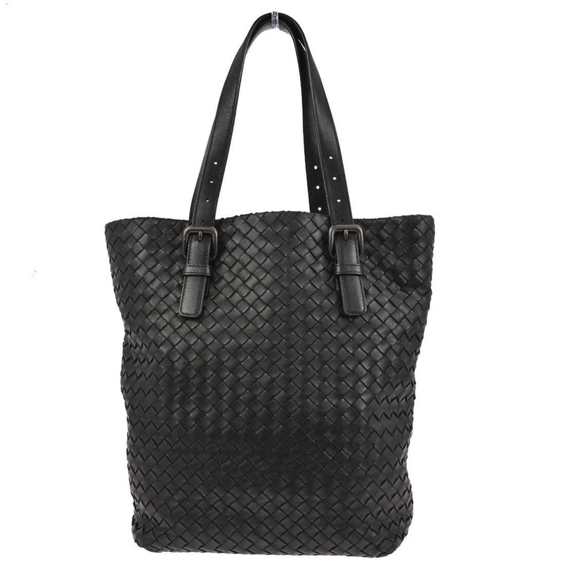 Black Intrecciato Nappa Leather Belted Tote by Bottega Veneta (1 of 9)