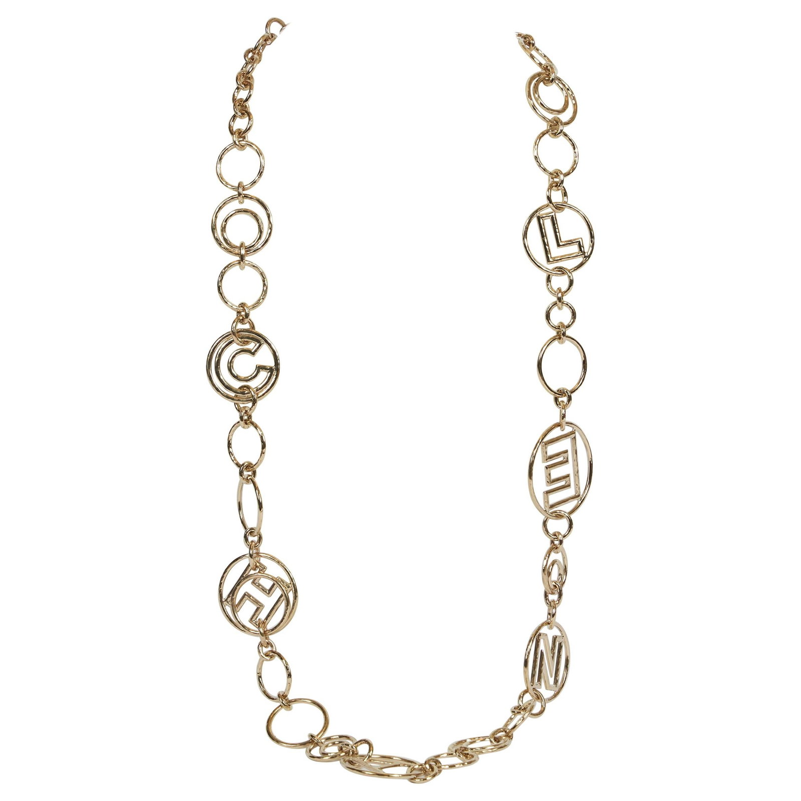 Chanel 2017 Oversized Silver Necklace Belt Cruise Collection: Chanel 2017 Oversized Silver Necklace Belt Cruise Collection This stunning oversized necklace or belt from Chanel features a unique design of large silver circles and letters, making it a standout pie