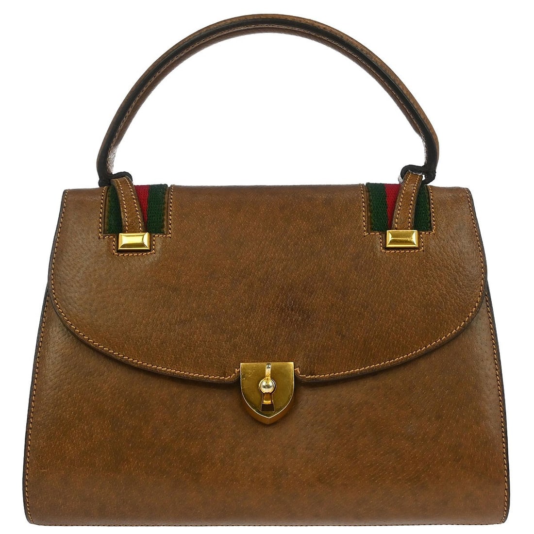 Gucci Vintage Brown Leather Top Handle Handbag (1 of 10)