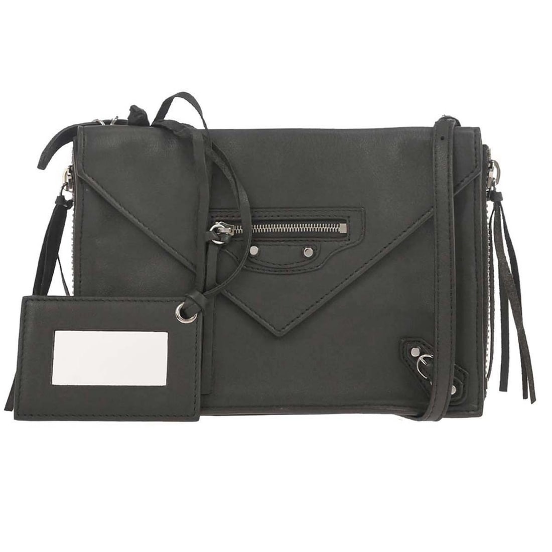 Balenciaga Papier Triple XS Gray Leather Small Crossbody Shoulder Bag: Balenciaga Papier Triple XS Gray Leather Small Crossbody Shoulder Bag This Balenciaga Papier Triple XS shoulder bag features a gray leather exterior with silver hardware. Designed in a compact size, i