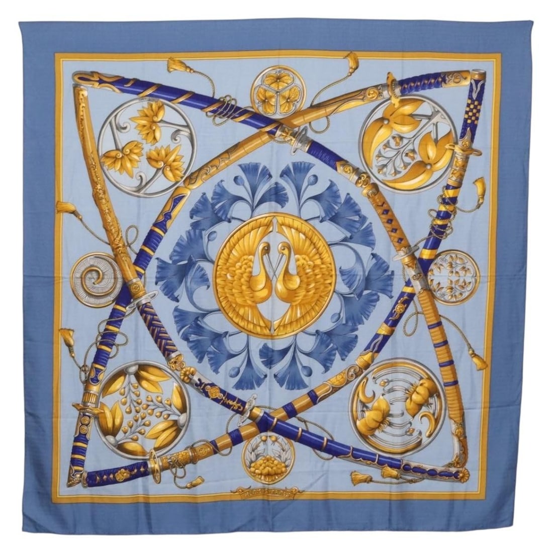 HERMES Carre 140 Silk Cashmere Scarf Light Blue Authentic (1 of 14)
