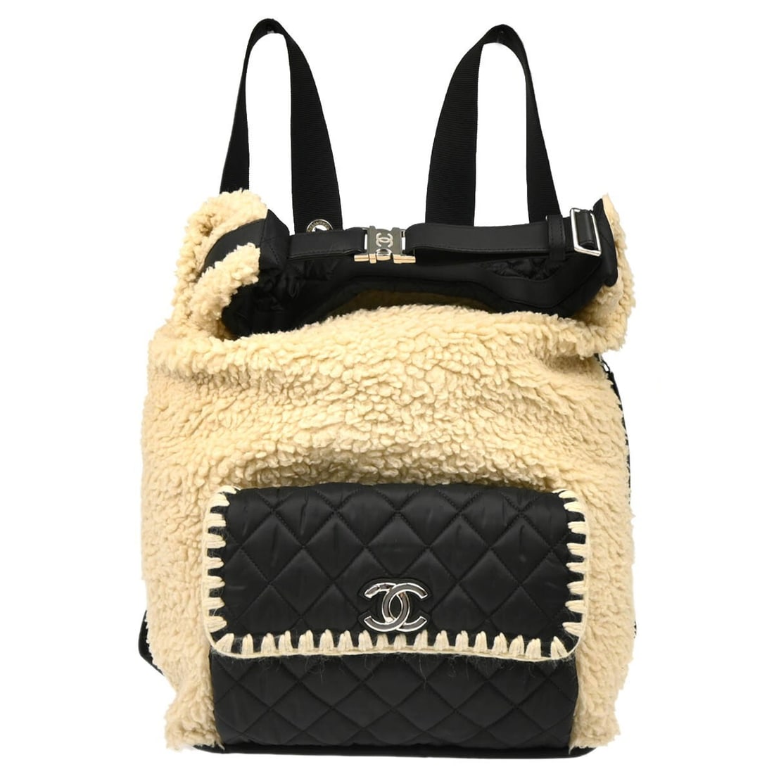 Chanel Duma White Wool 2-Way Backpack with Buckle Closure (1 of 11)