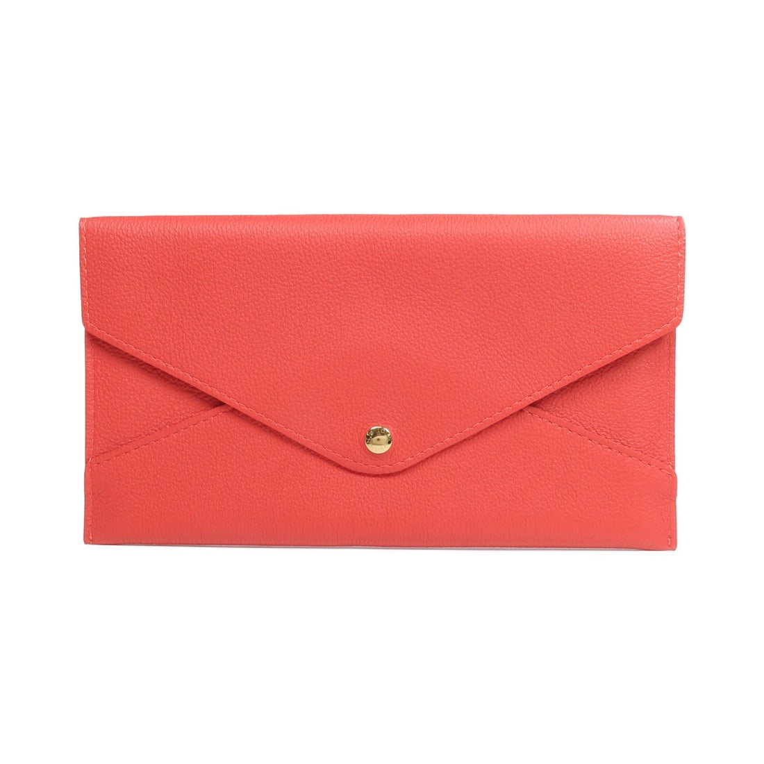Louis Vuitton Red Calfskin Long Envelope Bifold Wallet with Gold Hardware: Louis Vuitton Red Calfskin Long Envelope Bifold Wallet with Gold Hardware This Louis Vuitton envelope-style bifold wallet is crafted from red calfskin leather and designed for women. It features a lon