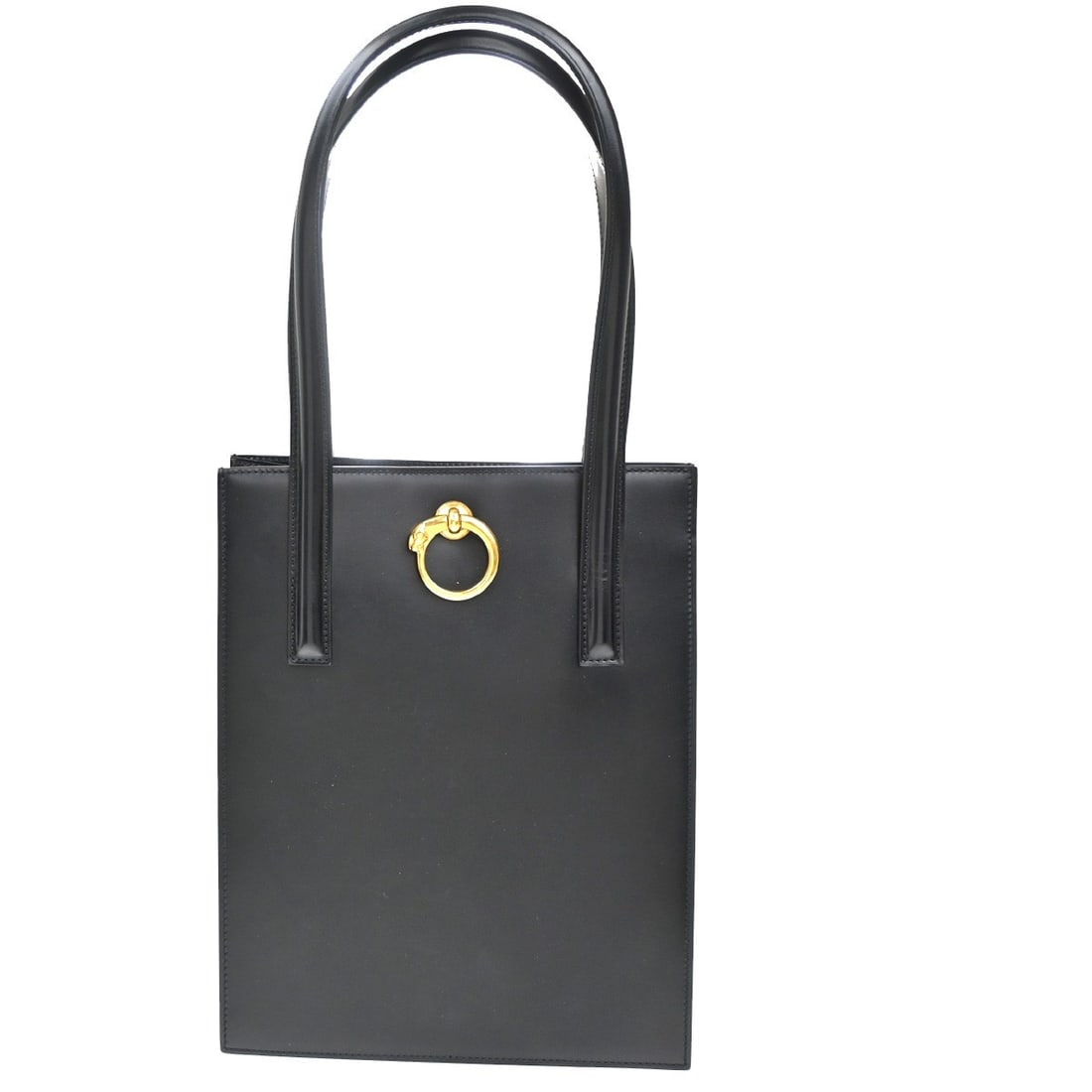 Panthere Black Leather Shoulder Bag by Cartier Italy: Panthere Black Leather Shoulder Bag by Cartier Italy This Cartier Panthere handbag is crafted from black leather and designed for women. It features a spacious interior and showcases Italian craftsman