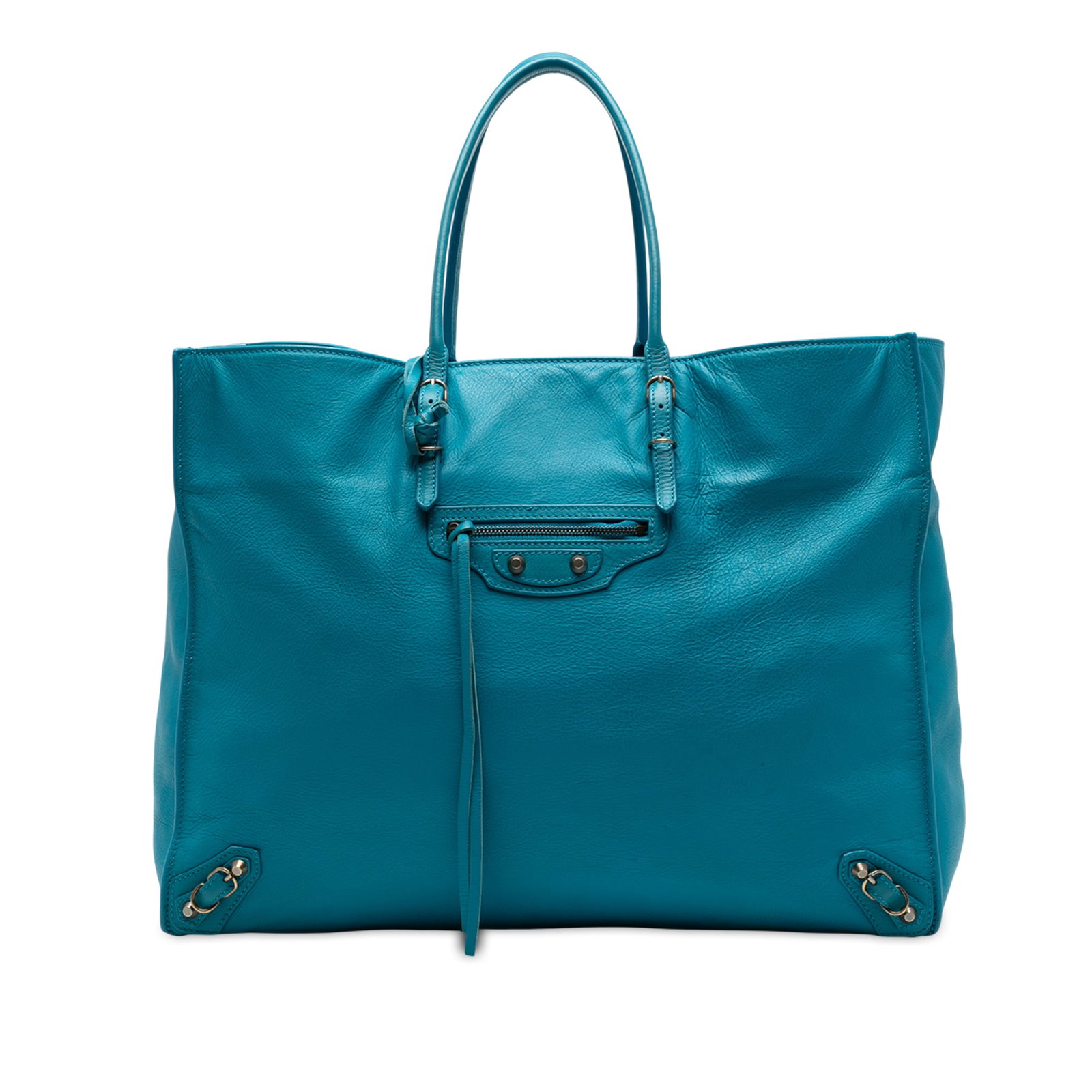 Balenciaga Leather Papier A4 Tote Blue with Repainted Details (1 of 8)