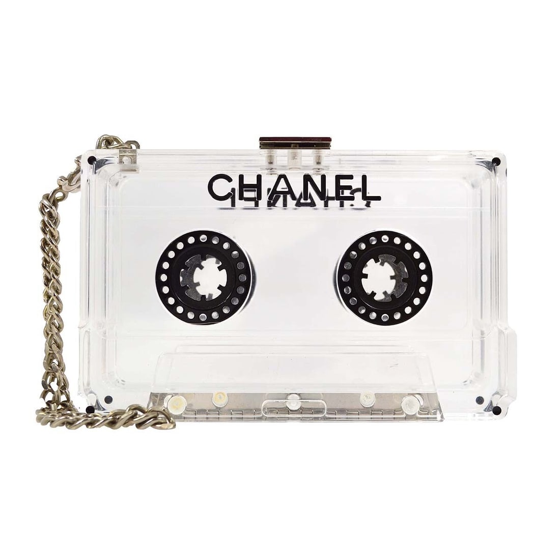 Chanel Mini Clutch Clear Acrylic Cassette Tape Handbag 04P (1 of 10)