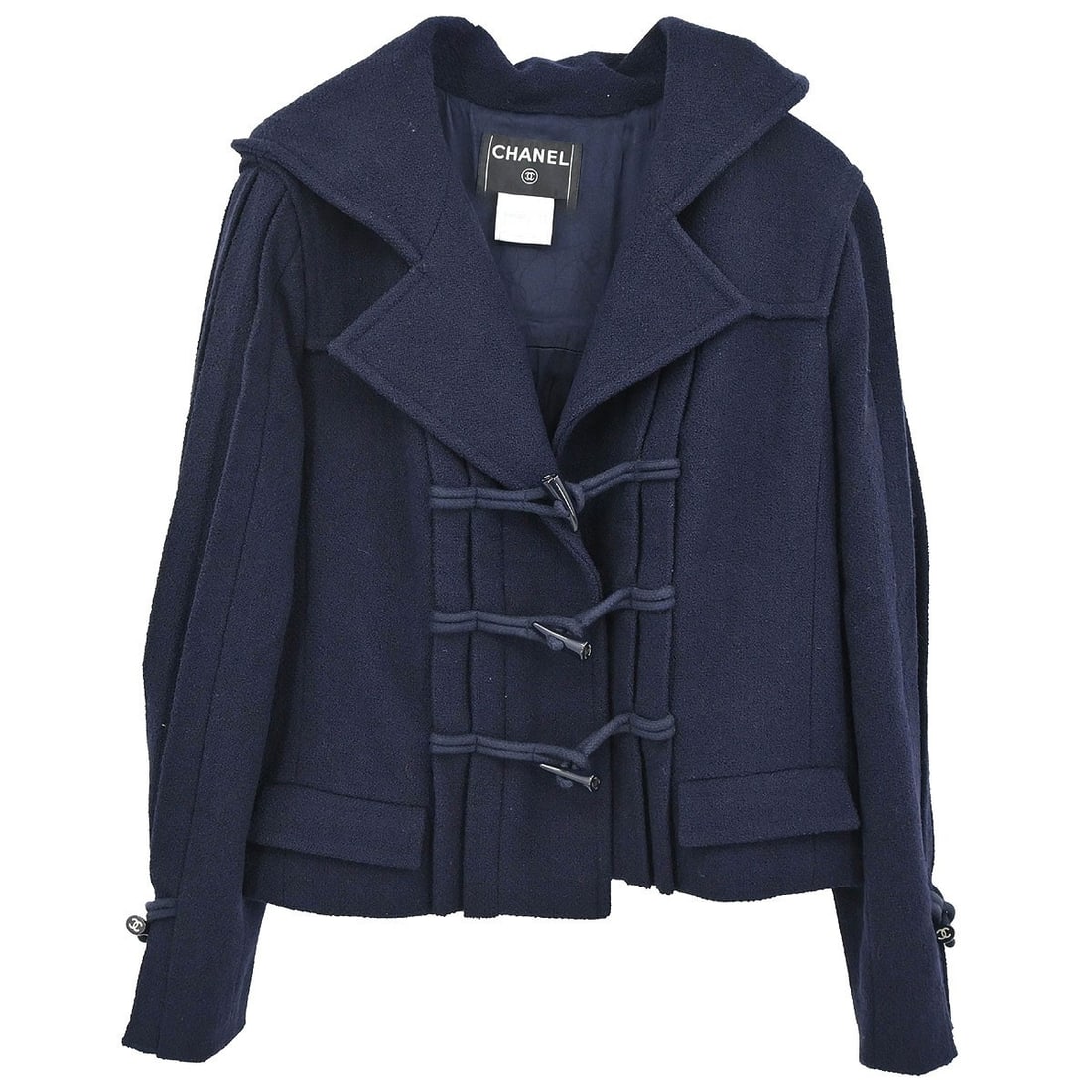 Navy Wool Hooded Duffel Jacket by Chanel Size FR 42 (1 of 12)